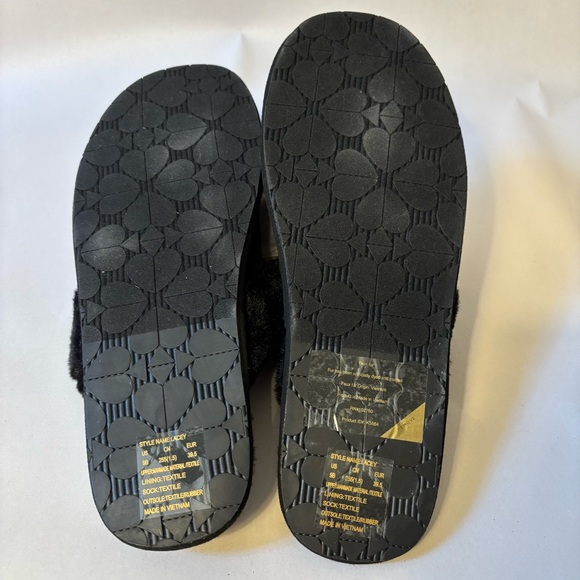 Kate Spade Black Faux Fur Glitter Slippers Size 9B - Picture 10 of 12